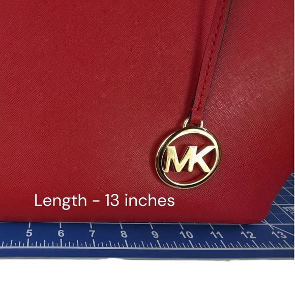 Michael Kors Jet Set Saffiano Leather Red Tote Bag with COA - Picture 8 of 13